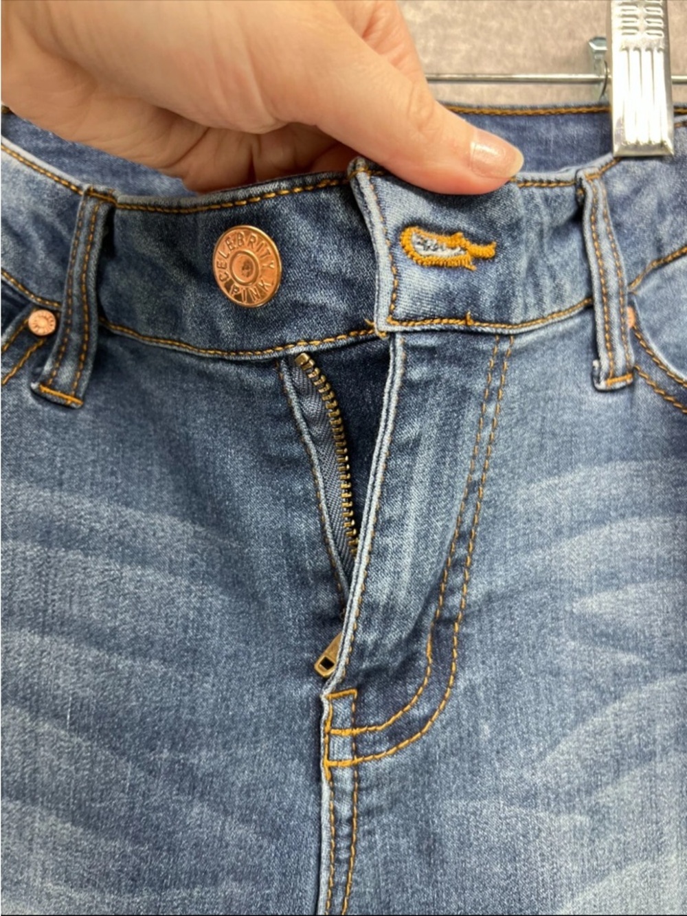 Celebrity Pink Women's Skinny Jeans in Medium Blue Wash - Picture 5 of 9